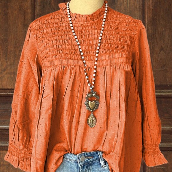 Tops - Beautiful Ruffle Neck Smocking Top NWOT